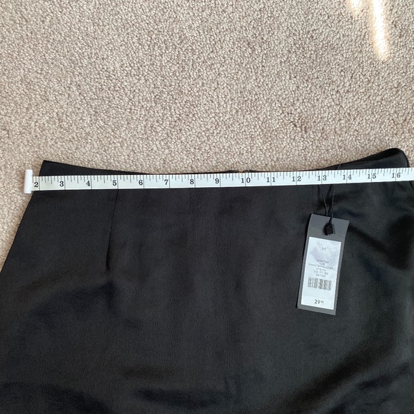 Satin Mini Skirt with Lace Detail in Jet Black - Picture 5 of 6